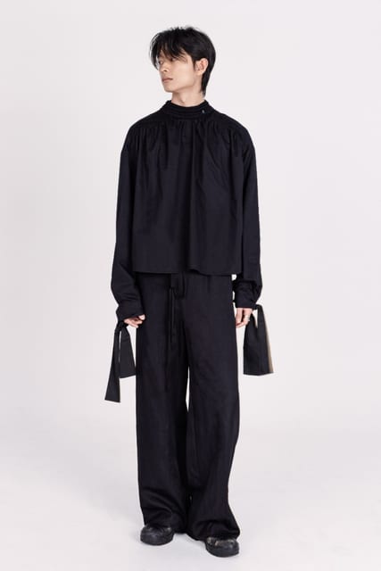 Turtleneck Shirt with Scarf Detail