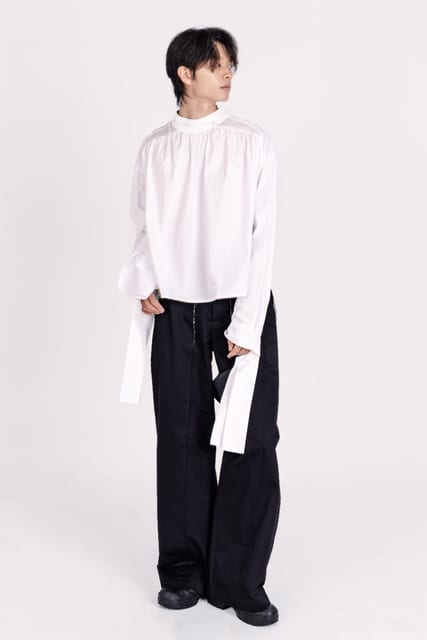 Turtleneck Shirt with Scarf Detail