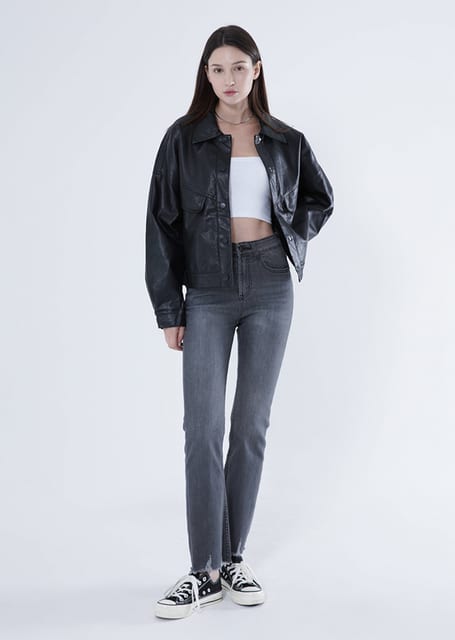 [1+1]언더 데미지 세미 부츠컷 진_gray
