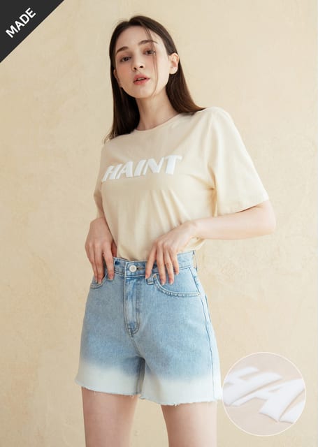 HAINT 엠보 프린트 티셔츠_Beige