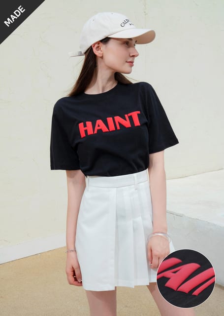 HAINT 엠보 프린트 티셔츠_Black