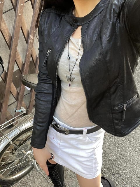 빈티지 스판 라이더자켓 블랙