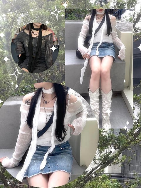레이어드 시스루 스카프