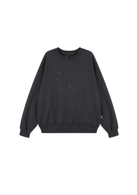 오버핏 힙합 무브 큐빅 레터링 맨투맨_차콜 OVERFIT HIP HOP MOVE CUBIC LETTERING SWEATSHIRT_CHARCOAL