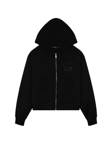 오버핏 힙합 무브 큐빅 레터링 후드집업_블랙 OVERFIT HIP HOP MOVE CUBIC LETTERING HOODIE ZIP-UP_BLACK