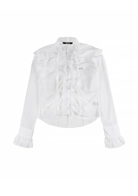 레이스 러플 스트랩 블라우스 화이트 lace ruffle strap blouse_WHITE