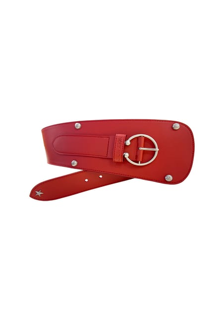 홀리 스타 앰블럼 소가죽 벨트 레드 HOLY STAR EMBLEM WIDE BELT RED