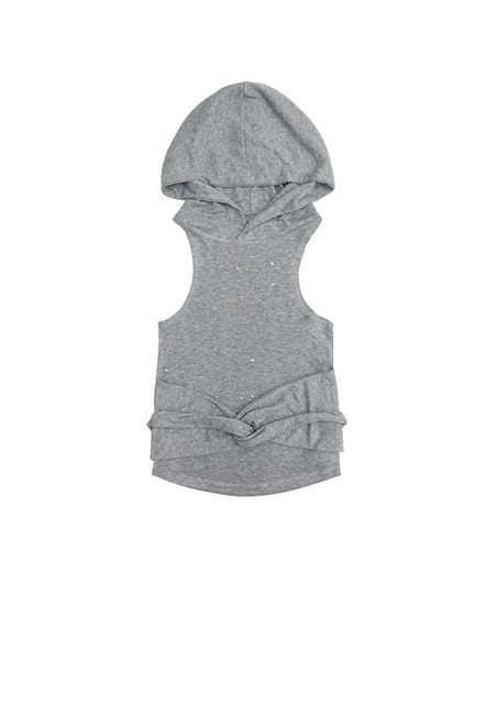 걸스 힙합 큐빅 후드 나시_그레이 GIRL'S HIP HOP CUBIC HOODIE SLEEVELESS_GRAY