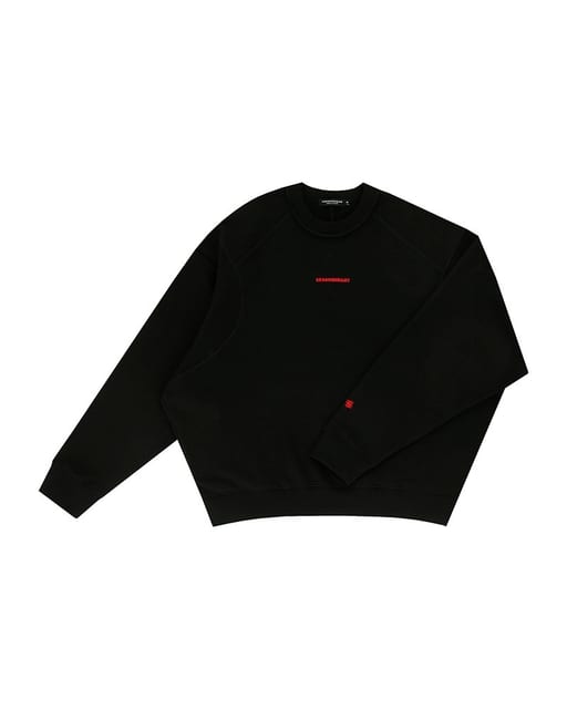 COVER STITCH SWEAT SHIRT WITH A EMBROIDERY LOGO_BLACK