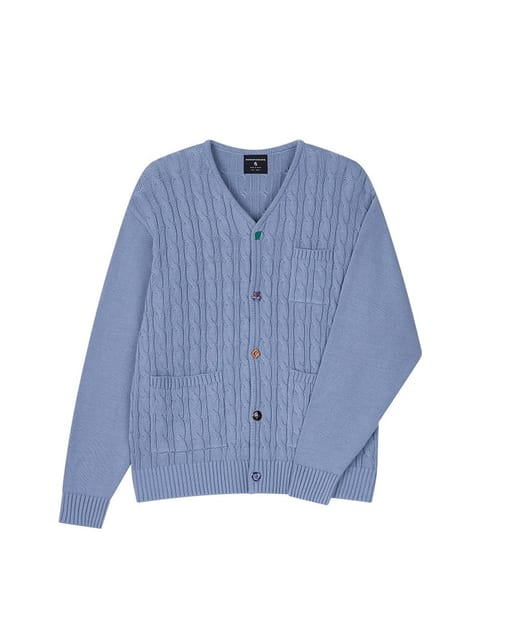 LOOSE FIT JEWELRY BUTTON CARDIGAN_SKY BLUE