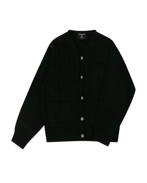 LOOSE FIT NICKLE BUTTON CARDIGAN_BLACK