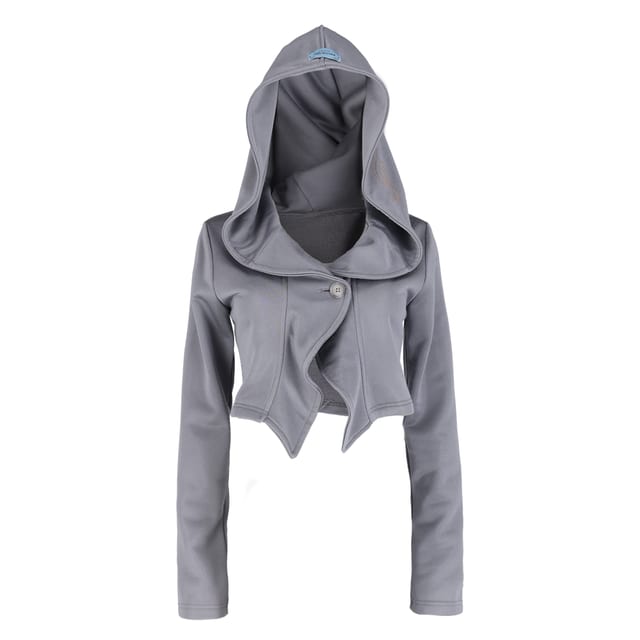Shiny Stone Hooded Jacket- Grey