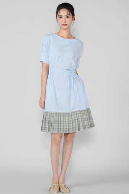 COTTON CHECK TIE SIDES DRESS
