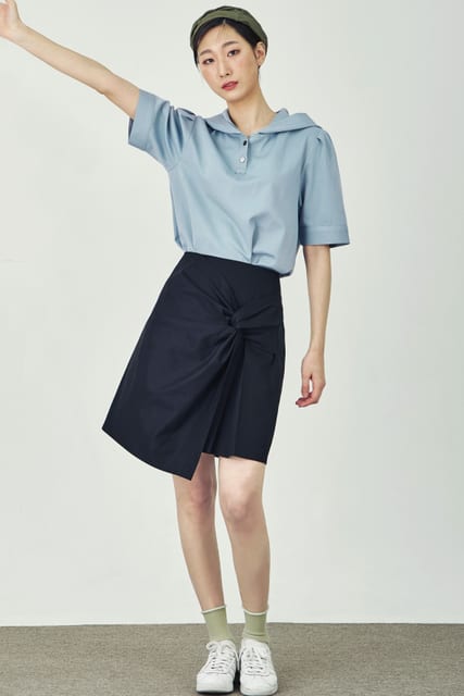 COTTON INTERLACED SKIRT-black