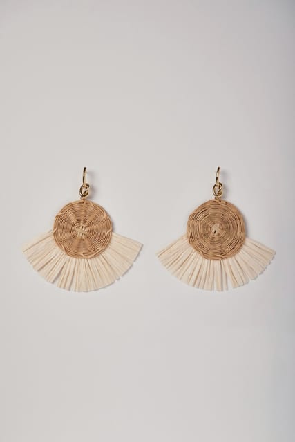 Silver 92.5 Rattan raffia earrings
