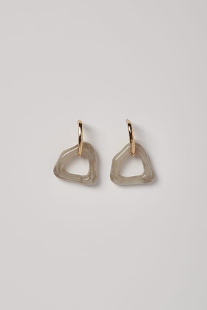 Silver 92.5 triangle acrylic earrings-grey