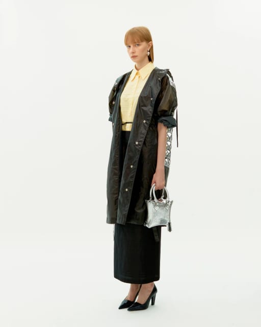 BLACK PINTUCK LONG SKIRT