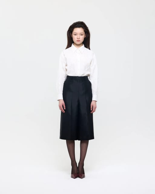 WHITE CREASED SILK TAFFETA SHIRT