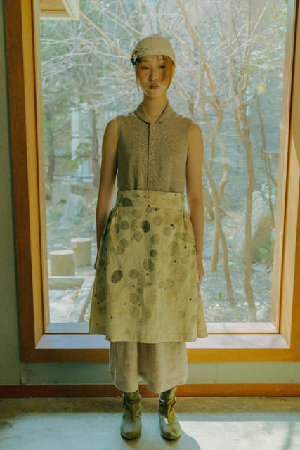 Eco-printed natural dyeing dress