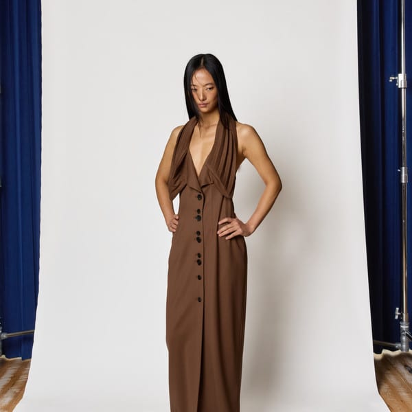 KIWA BUTTON-UP DRESS-BROWN