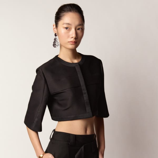 SJ CROP JACKET-BLACK, IVORY