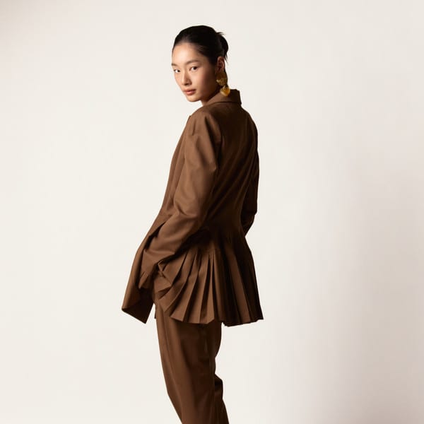 SJ PLEATED SK JACKET-BROWN