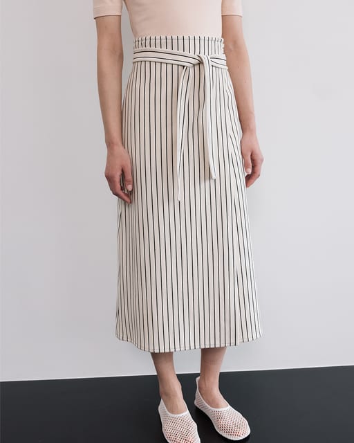 HIGH_WAISTED WARP A_LINE SKIRT_ST*Italian fabric