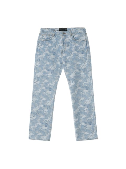 CAMOUFLAGE DENIM TROUSERS SKY BLUE