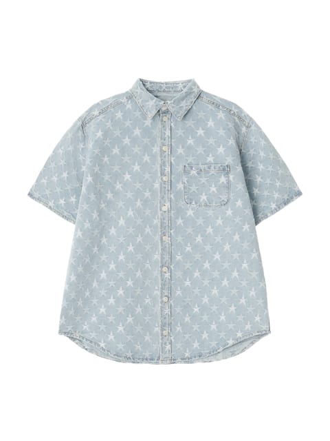 J.J FLAG DENIM SHIRTS SKY BLUE