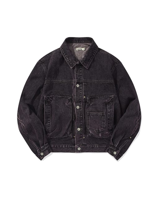 Bleach dyeing trucker jacket / Vintage purple