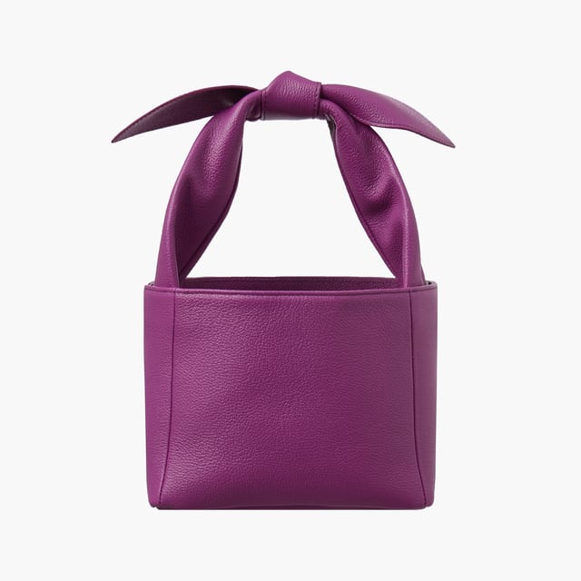 KNOTTED HANDLE LEATHER BAG, PURPLE
