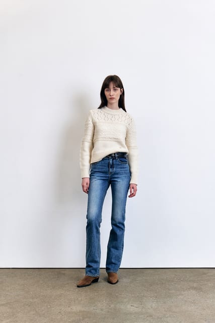 KUME Destroyed Straight Denim Pants, Blue