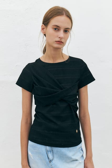 Twisted Detail T-Shirt, Black