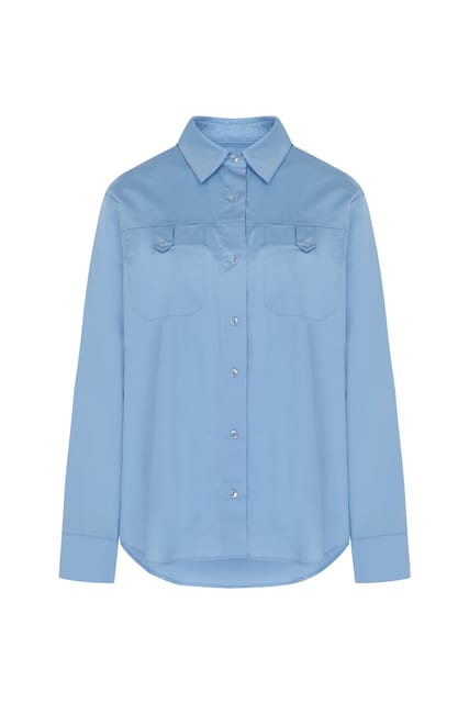 Cotton Pocket Shirt-Sky Blue