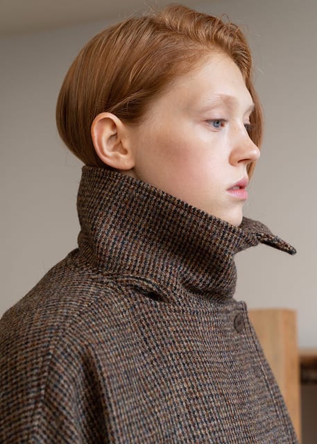 917 Harris Tweed Detachable Collar Half Coat