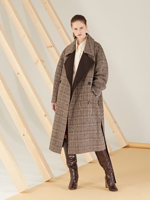 Oversized Wool Glen Check Coat_Brown 오버사이즈 울 글렌 체크 코트_브라운