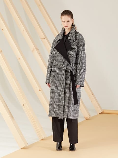 Oversized Wool Glen Check Coat_Black 오버사이즈 울 클렌 체크 코트_블랙