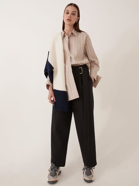 Tuck Detail Long Pants_Navy (Cotton) 턱 디테일 롱 팬츠_네이비