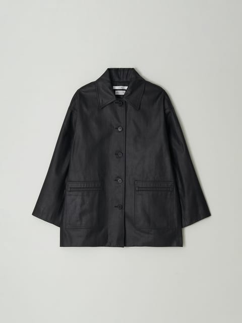 [13th] Crack leather jacket_black