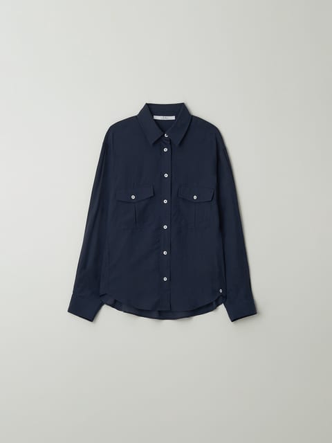 Linen pocket shirt_navy