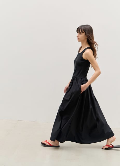 [기장선택]Cotton Sleeveless Dress - Black