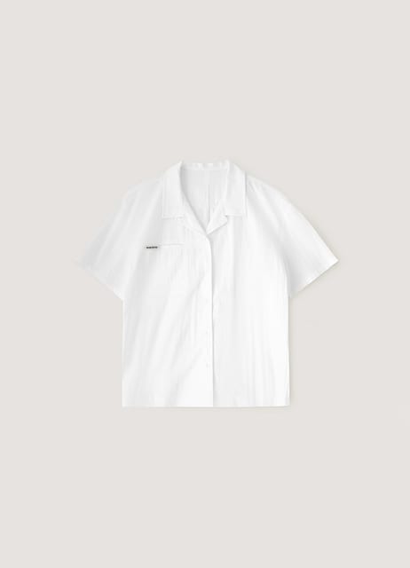 Open-Collar Crop Shirt - Off White