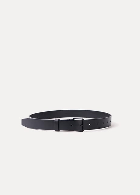 Signature Square Leather Belt - Black
