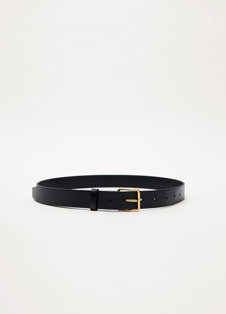Signature Square Leather Belt - Gold