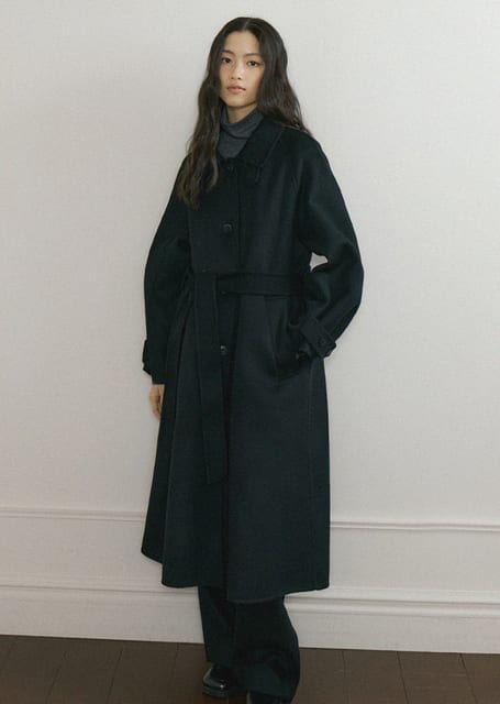 [20%] handmade wool trench coat-black