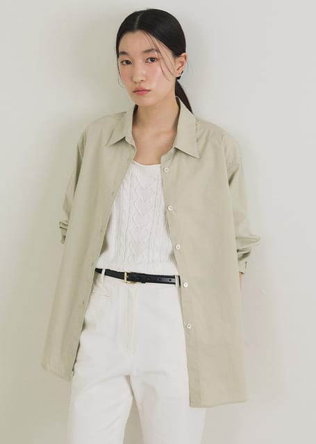 [60%] bio poplin shirt-L.khaki
