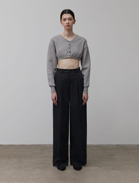 ROLL-UP COTTON PANTS [BLACK]