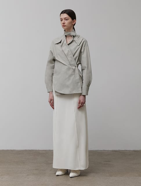 SCARF WRAP SHIRT [KHAKI]
