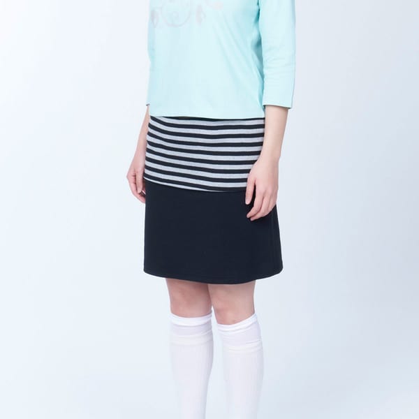 Folded colorblock skirt - BLACK