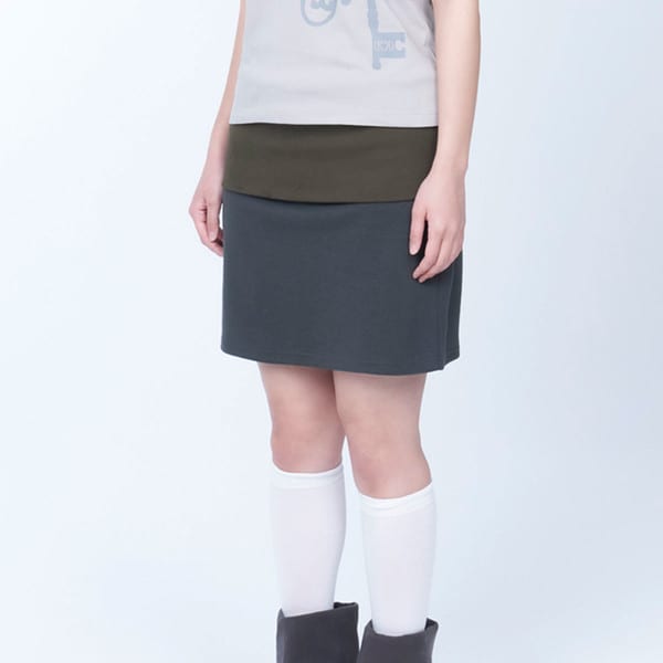 Folded colorblock skirt - CHARCOAL